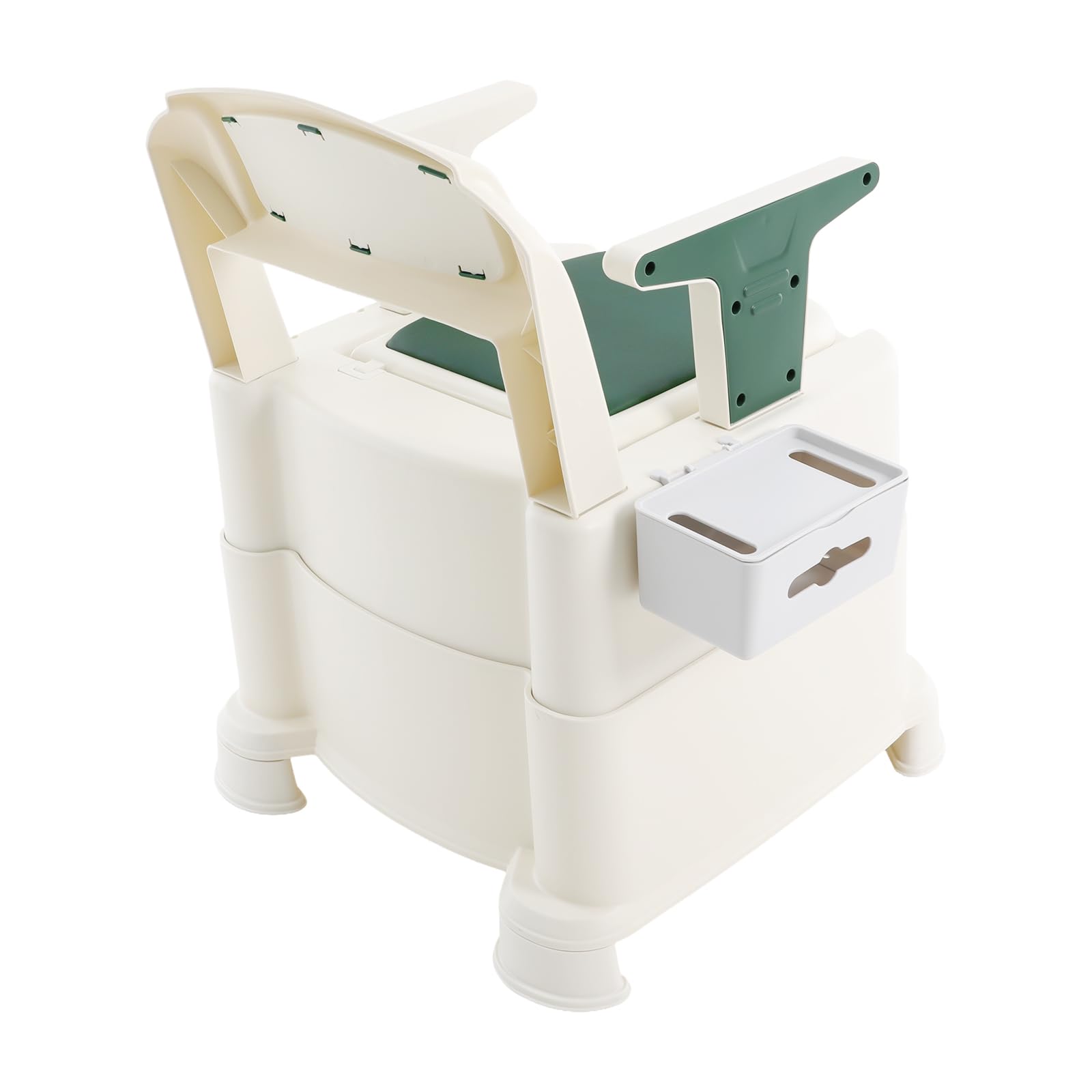 WC da campeggio portatile, con schienale e braccioli, WC portatile da viaggio con luce a sensore, secchio rimovibile, capacità di carico 100 kg, per campeggio, viaggi, camper