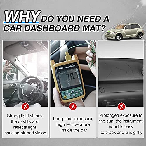 Image of Autorder Dashboard Cover Mat for Chrysler PT Cruiser 2001 2002 2003 2004 2005 Accessories Dash Cover Suede Dash Mat Sunshade Glare UV Rays Protector