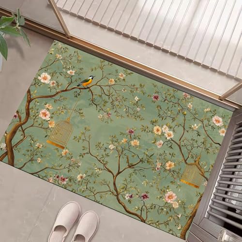 Tapis fleurs orientales lavable en machine avec dossier antidérapant - 4