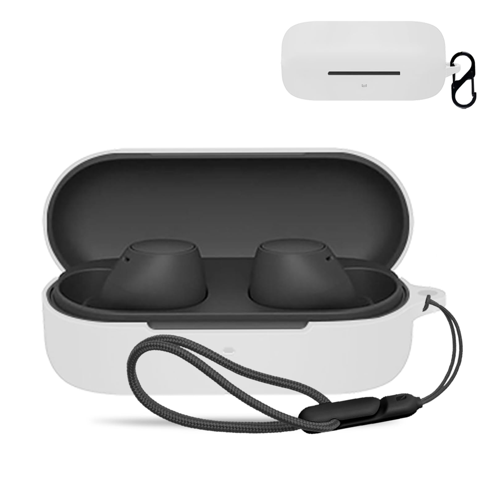 for Sony WF-C510 Case Cover,Wireless Earphone Silicone Protective Cover(with Carabiner + Lanyard) Drop-Proof,Scratch-Proof, Shock-Proof, Reserved