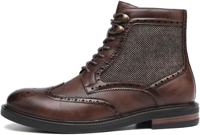 DECARSDZ メンズ ファッション レースアップ ドレス カジュアル チャッカブーツ 男性用 ジッパーブーツ, ブラウン, 9