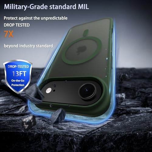 Image of Magnetic for iPhone 17 Air Phone Case, [Compatible with MagSafe], Screen Protector X1, [Military Grade Drop Protection],Matte Finish,Slim,Shockproof,Protective (Green, iPhone 17 AIR)