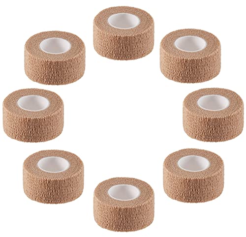 Self Adhesive Elastic Bandage Wrap - Pack of 8 Rolls 1 x 5 Yards Stretch Self-Adherent Cohesive Wrap Bandages First Aid Tape for Athletic Sports Wrist Ankle (Beign Colors)