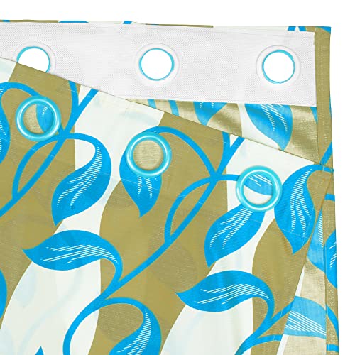 Image of Door Curtains 7 feet Long Set of 2 | Floral Design | Polyester, Light Filtering Curtains and Drapes | Curtains for Living Room | (118 x 215 cm, Turqouise) | Perfect for Home Decor