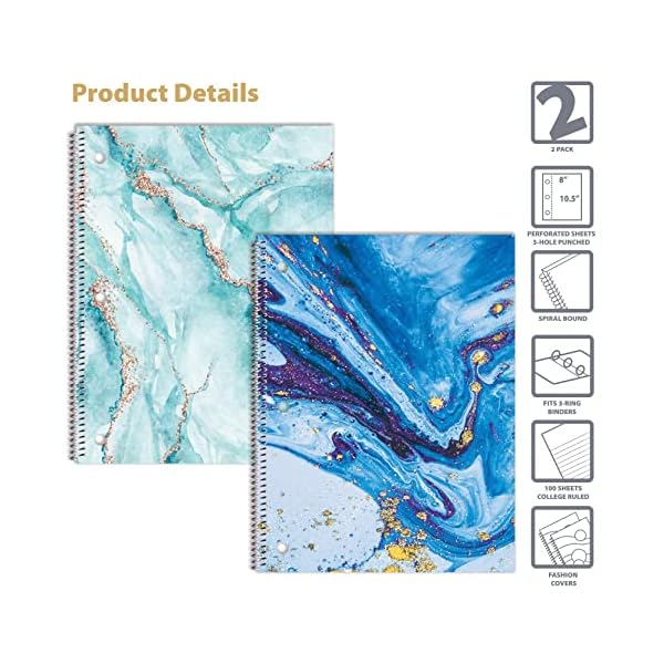 Better-Office-Products-Marble-Design-Spiral-Notebooks-2-Pack-College-Rule-100-Sheet-105-x-8-inches-Abstract-Marble-Fashion-Design-Covers-2-Pack Better-Office-Products-Marble-Design-Spiral-Notebooks-2-Pack-College-Rule-100-Sheet-105-x-8-inches-Abstract-Marble-Fashion-Design-Covers-2-Pack