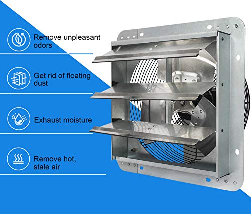 KEN BROWN 12 Inch Shutter Exhaust Fan Wall Mounted,Aluminum with 1.65 Meters Power Cord Kit,High Speed 1800CFM,Vent fan for Commercial,Greenhouse,Attic,Shed,Shop - Thumbnail 7