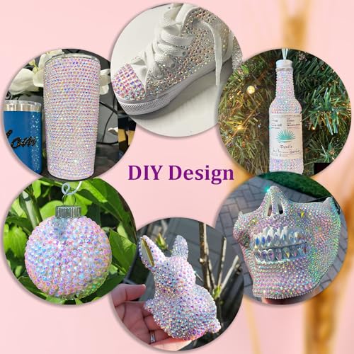 Image of Resin Jelly Rhinestones for Crafting with B7000 Jewelry Glue, 1 Box Transparent AB Flatback Crystal with 3Pcs 10ml Glue, Bedazzling Non Hotfix Gems for DIY Tumblers Clothing Shoes Manicure