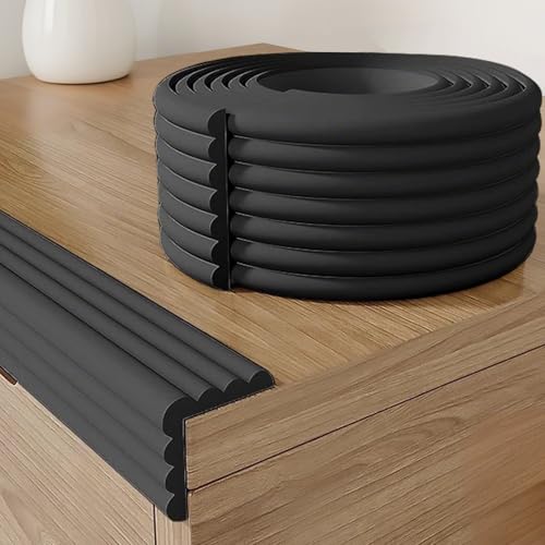 Baby Corner Guards 6.56FT - Ultra Soft Sponge Edge & Corner Protectors Desk Edge Cushion for Furniture Table Fireplace - Safety Bumper with Strong Adhesive Tape Black 3.15 Inch Wide
