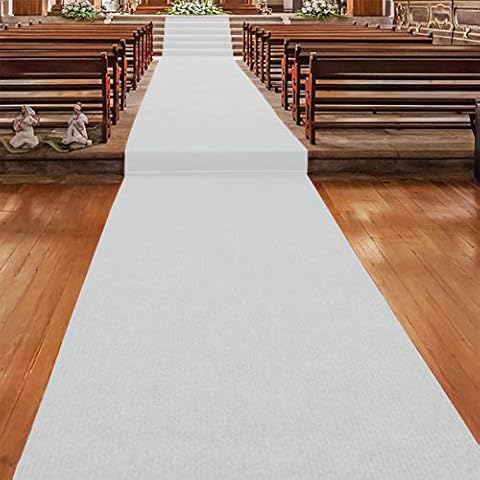 Floordirekt Gangläufer 100 x 500 cm, Weiss 110 - Hochzeitsläufer - Hochzeitsteppich - Premium Teppichläufer - Messeteppich - VIP Eventteppich - Schwer entflammbar Cover