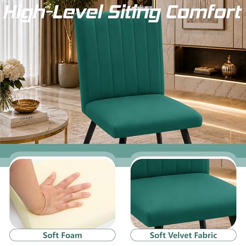 Image of Modern Velvet Accent Chair for Living Room | Upholstered Single Seater Chair with Metal Legs | Comfortable Seating for Bedroom, Office & Guest Room - Green