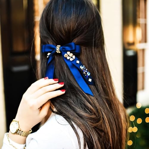 Image of Double Face Royal Blue Satin Ribbon 3 /8 inch X 50 Yards Polyester Royal Blue Ribbon for Gift Wrapping Very Suitable for Weddings Party Hair Bow Invitation Decorations and More