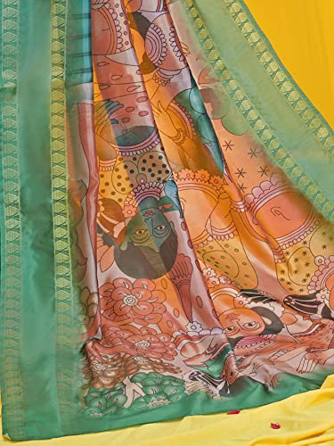 Image of AKHILAM Women's Dola Silk Warli Saree With Unstitched Blouse Piece (KASAVU101 HS Parent)