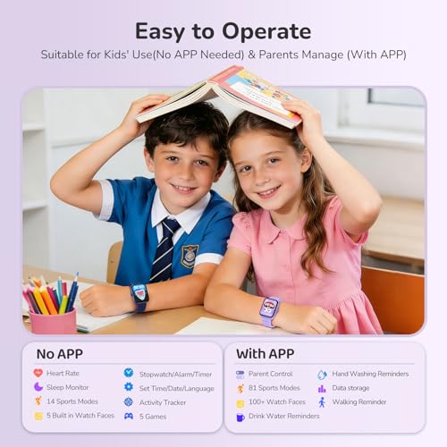 ENOMIR Kids Smart Watch for Girls Health Monitor Puzzle Games DIY Dials - image 6