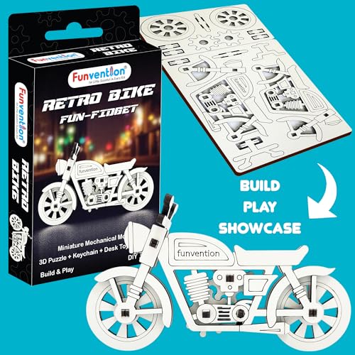 Image of Funvention Birthday Return Gifts (Pack of 12) Fun Fidgets - Bike Series | DIY Mini Mechanical Models 3D Puzzle Return Favours for Kids Birthday Party 5+ Years Made in India Toys Return Gift, Silver