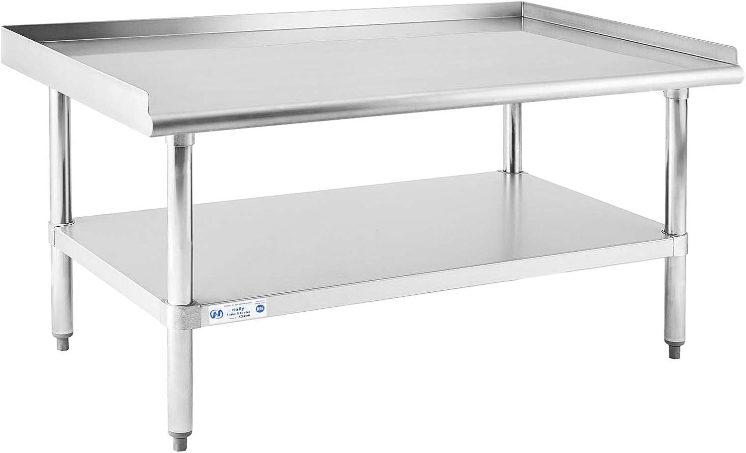 Hally Stainless Steel Equipment Stand 28x48 Inches with Undershelf, NSF Commercial Prep & Work Table with Rear and Side Risers, Heavy Duty Grill for Kitchen, Bar, Restaurant, Home and Hotel 28''x48''