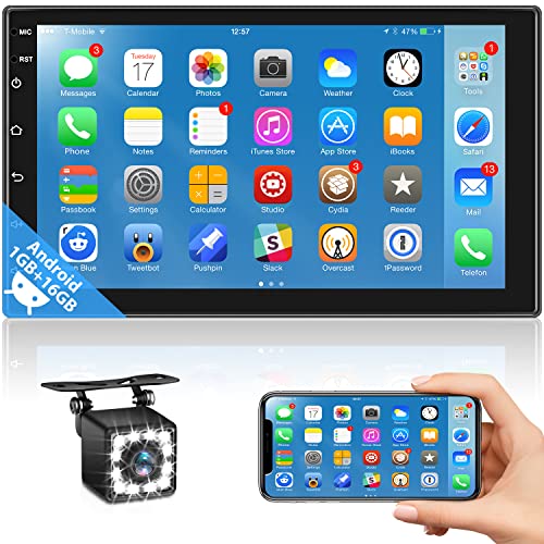 Crazy Deals Android Double Din Car Stereo in Dash Navigation System, Touch Screen Car Radio with Bluetooth FM Receiver, WiFi, Android/iOS Phonelink, Backup Camera+Dual USB