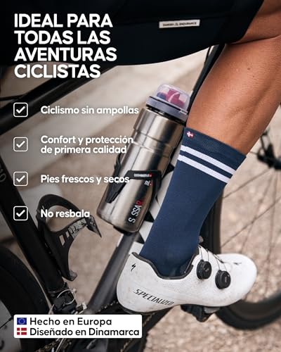 DANISH ENDURANCE Calcetines de Ciclismo, Calcetines Deportivos Anti-Ampollas Hombre Acolchados y Transpirables, para Hombres y Mujeres, 3 y 5 Pack, Blanco/Negro, 43-47 - imagen 4