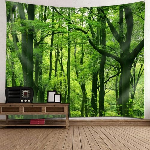 Tapisserie murale paysage forêt verte 200x200cm pour chambre | RDSGYZ