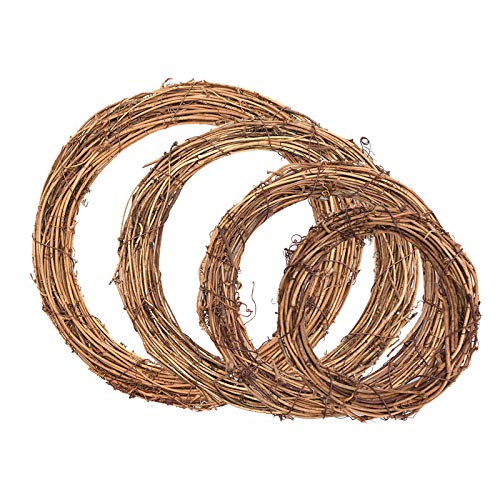 4 Pack Retro Christmas Wreath Natural Grapevine Rattan Wreaths Christmas Round Wreath Craft Sets DIY Rattan Wreath Garland Wall Hanging Decoration for Holiday Wedding Christmas Decoration (A)