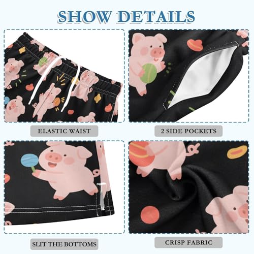 Funny Pink Pigs Boys Active Basketball Shorts Lightweight Summer Sports Shorts with Pockets for Kids4