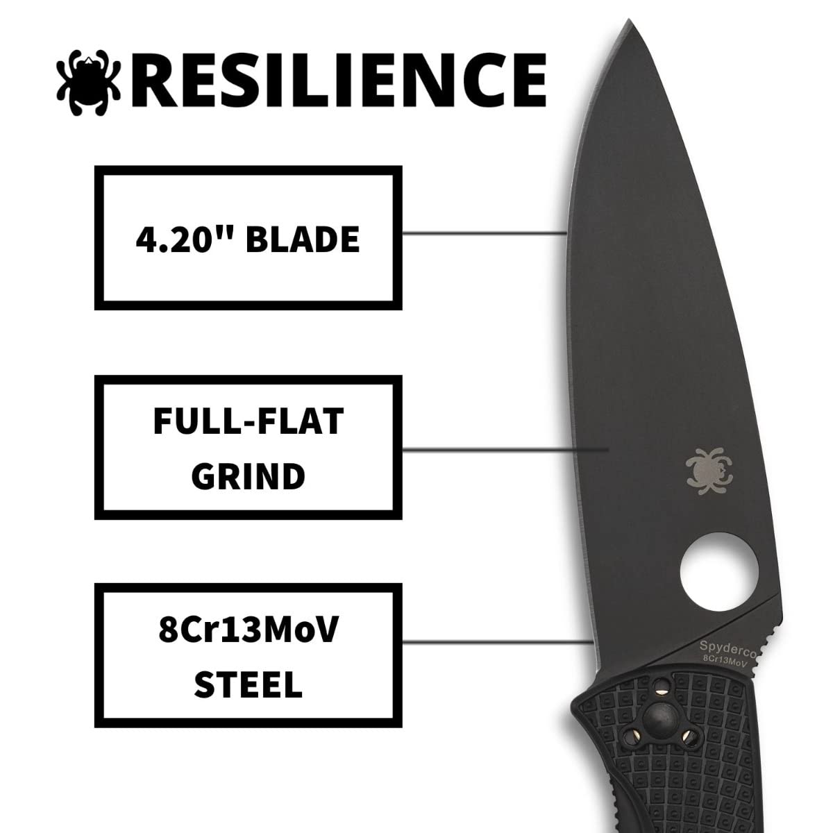 Resilience Lightweight hoja negra - Mango: FRN* Acero: 8Cr13MoV - Filo: Liso