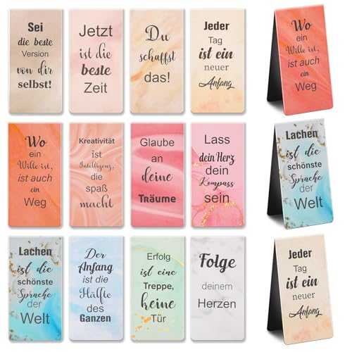 24 Stück Lesezeichen Magnetisch Magnetlesezeichen mit Inspirierenden Zitaten Motivationsgeschenke Abschiedsgeschenk Kinder Schultüte Füllung für Schüler Lehrer Buchliebhaber