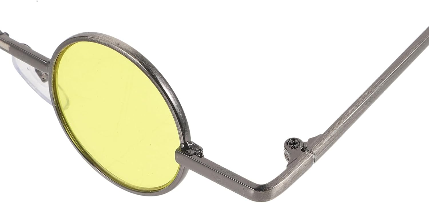 ARTIBETTER 1 Pair Circle Sunglasses - Small Round Punk Sunglasses for Men Women - Retro Circle Frame Eyewear - Vintage Decorative Eyewear for Party Beach Festival Holiday (Yellow)