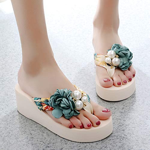 MIOKE Women's Wedge Flip Flops Sandals Bohemian Floral Anti-Slip Comfy Platform Summer Beach Thong Sandal3