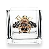 THE QUEENS' JEWELS Bee Jeweled 4x4 Candle Holder Vase - Unique Gift for Women, Birthday, Cute, Fun, Cocktail, Queen, Not Painted, Decorated, Bling, Bedazzled, Rhinestone