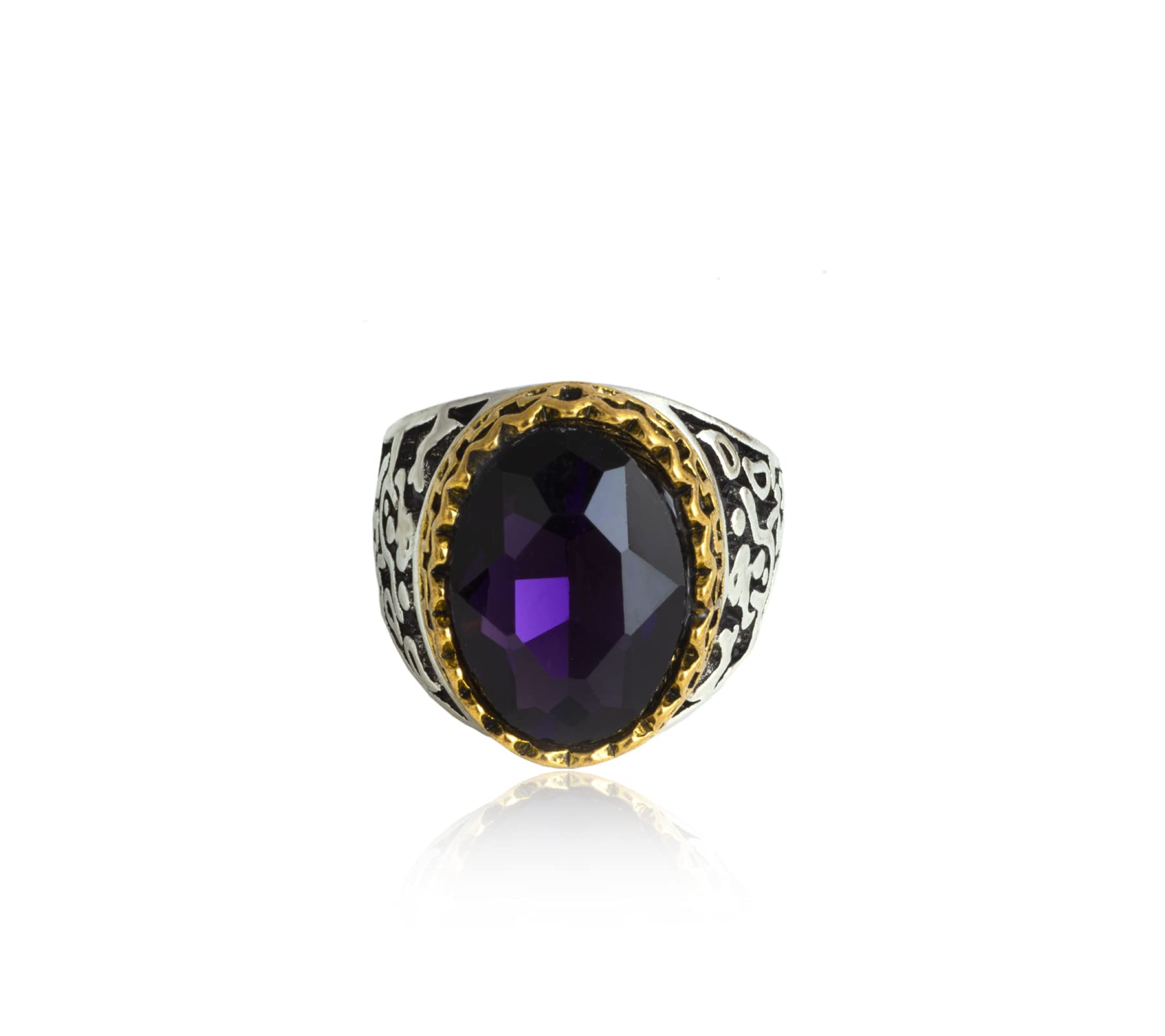 Waama Jewels Stylish AD Studded Silver Metal Rings for Men & Boys (Purple) (B09TW1QTK5) Amazon Price History, Amazon Price Tracker