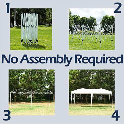 NSdirect 10 x 20 ft Pop Up Outdoor Canopy Tent,Heavy Duty Easy Portable Wedding Party Tent Carrying Bag Adjustable Folding Gazebo Pavilion Patio Shelter with 6 Removable Side Walls Tent,White