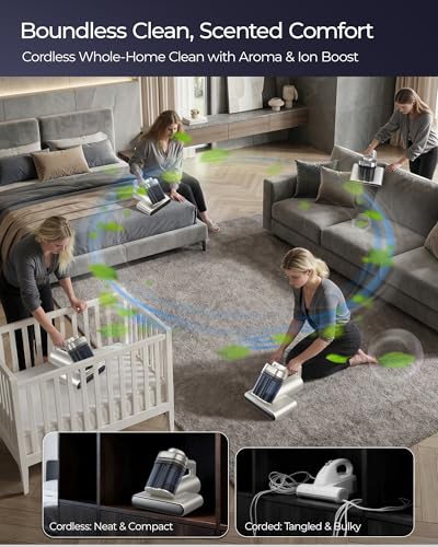Image of Teant Cordless Mattress Bed Vacuum, 18kPa Suction & LED Display, Model MV01