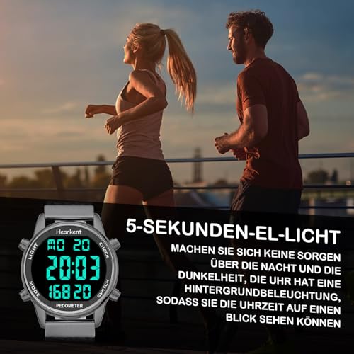 Schrittzähler Uhr für Damen-Einfach Schrittzähler Ohne App und Handy-30M Wasserdichte Sportuhr mit Schrittzähler,Armbanduhr mit Kalorienzähler-Schrittzähler Uhren für Senioren und Damen(Schwarz)