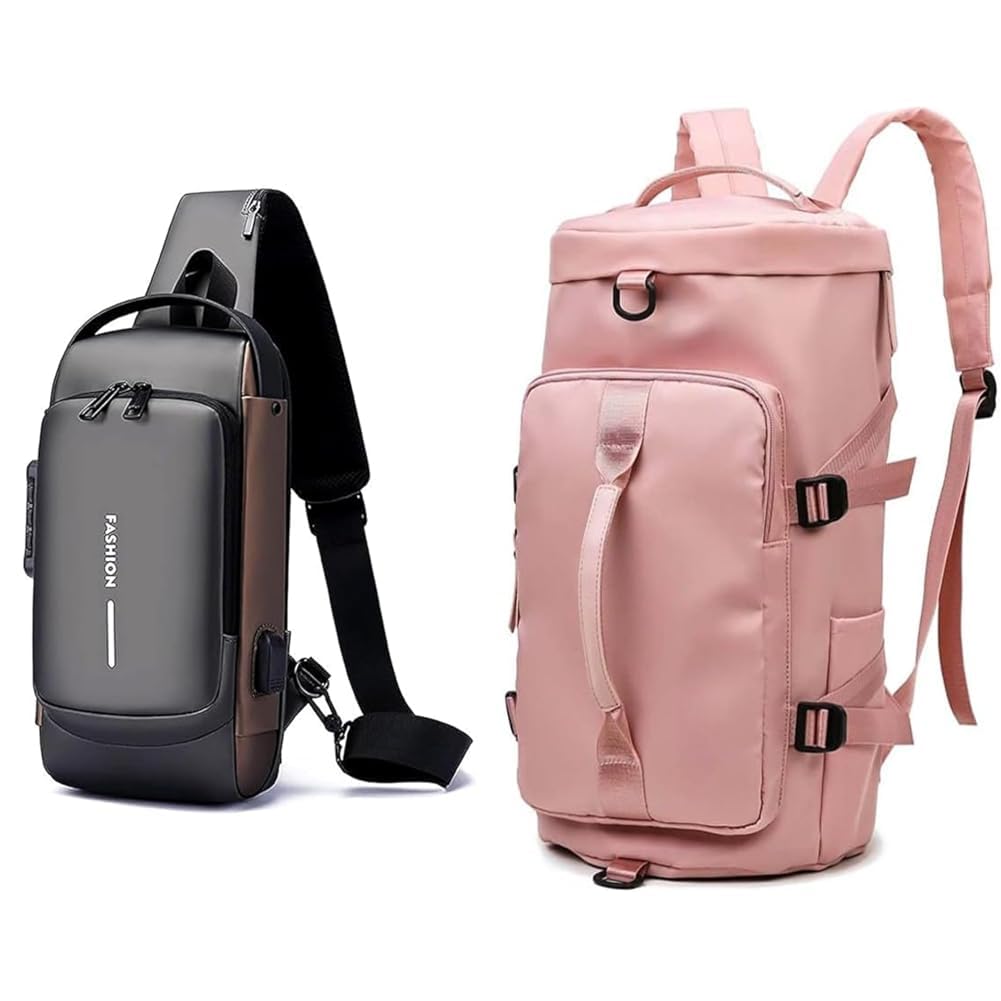 tekcool Sling Bag for Men Stylish Crossbody Backpack for Men & Women, Anti-Theft Chest Bag with + 44L Polyester Gym Duffel Shoulder Bag for Women Men for Sports, Waterproof Dufflebag with-picture-28