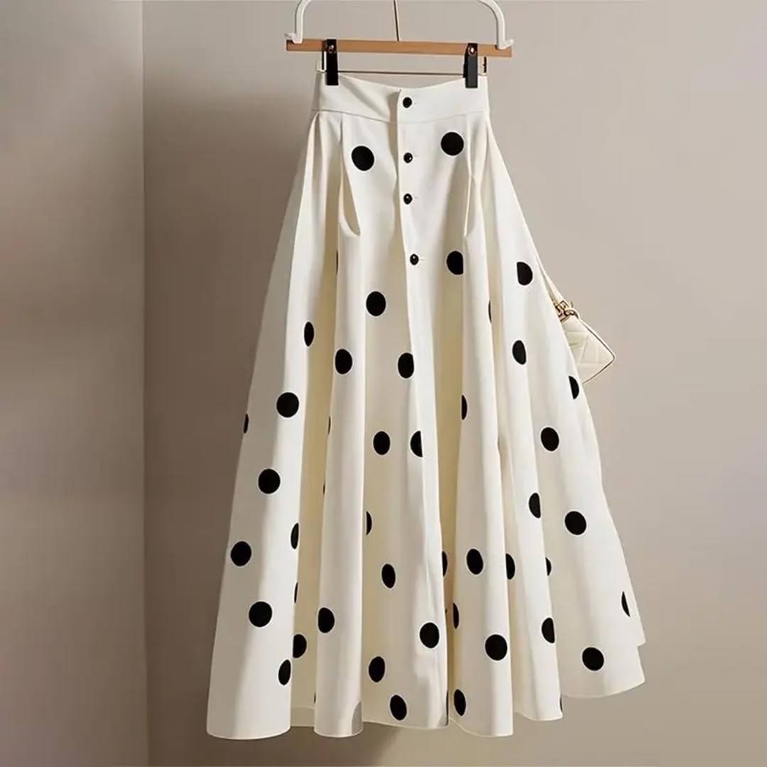 Faldas De Tubo Mujer Falda Blanca para Mujer Jupe De Cintura Alta Jupe Vintage De Gran Swing Falda Suelta Y Dulce