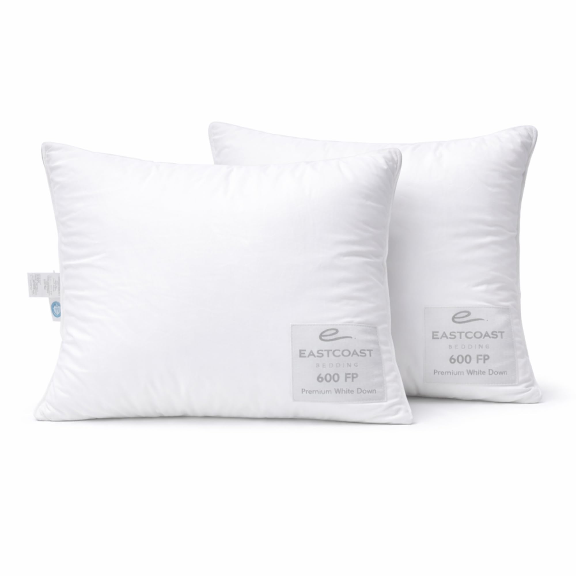 100% White Down Luxury Pillow 600 Fill Power No Feathers 400 Thread Count Cotton Shell RDS Certified High Loft Supportive Feel King 20x36, 2 Pack