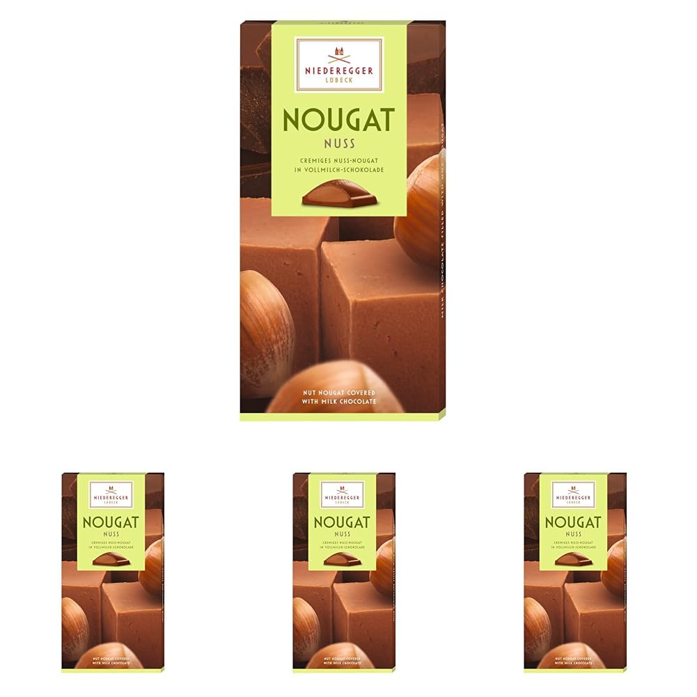 Niederegger Nougat Tafel Nuss, 100 g (Packung mit 4)