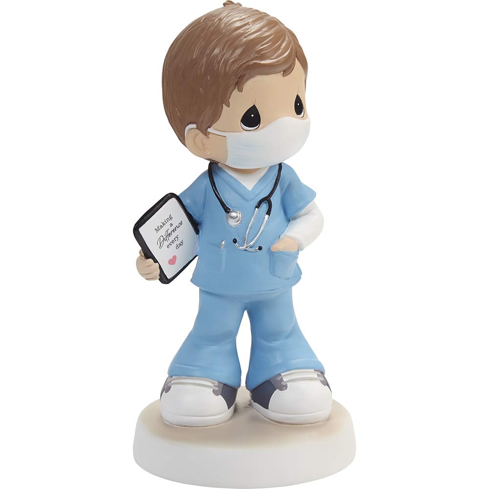 Precious Moments Boys Light Hair/Light Skin Hero Mask Figurine, Healthcare Worker,