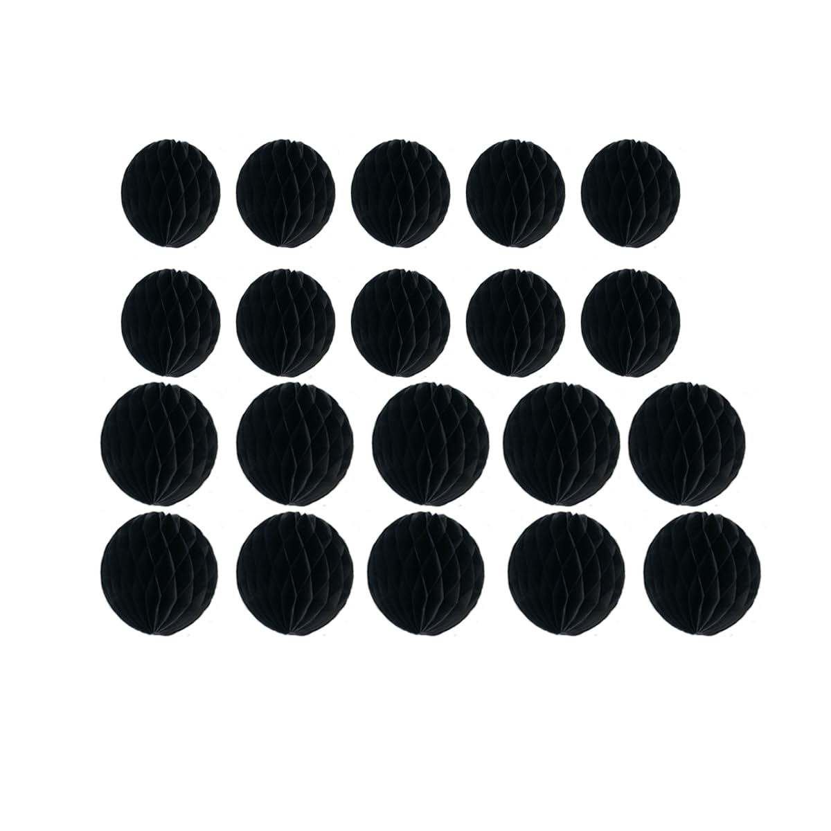 20pcs Honeycomb Flower Balls Party Honeycomb Balls Decoration Paper Flower Balls Tissue Paper Flower Ball Pom Poms Ball for Birthday Wedding Home Decor (3inch+6inch, Black)