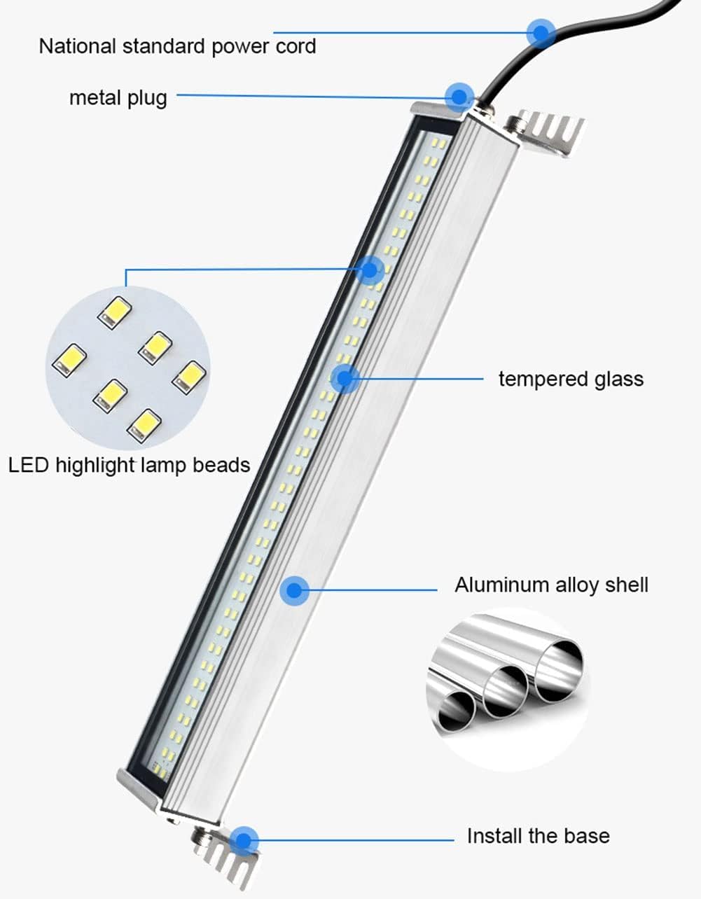 Tokarka Led Tube Light Maszyna Cnc Lampa Warsztatowa Ip66 Oświetlenie Przeciwwybuchowe, Oświetlenie Przemysłowe Lampa Robocza Obrabiarki, 24-36v, 6W