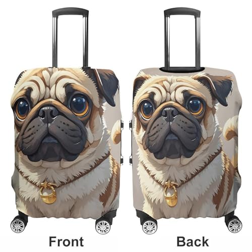 Cartoon Pug Printed Luggage Cover Protector, Fits 18-32 Inch Luggage3