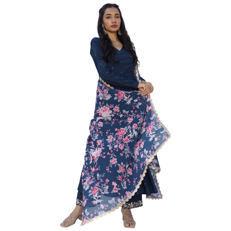 Bindi Modal Silk Solid Kurta Set with Printed Dupatta Embroidered...