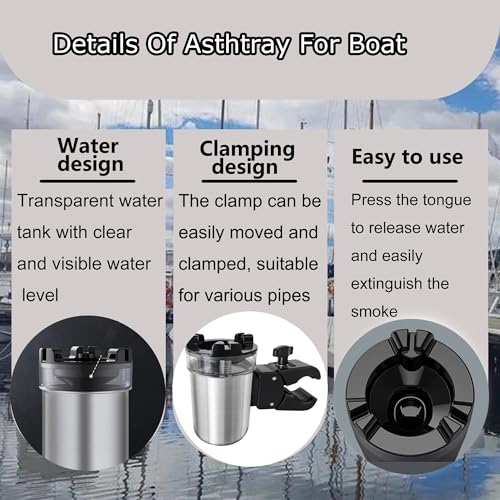 Image of Boat Ashtrays with Lid, Portable Ashtray for Boats, Mini Marine Trash Can, Detachable Windproof Extinguished Butt Bucket