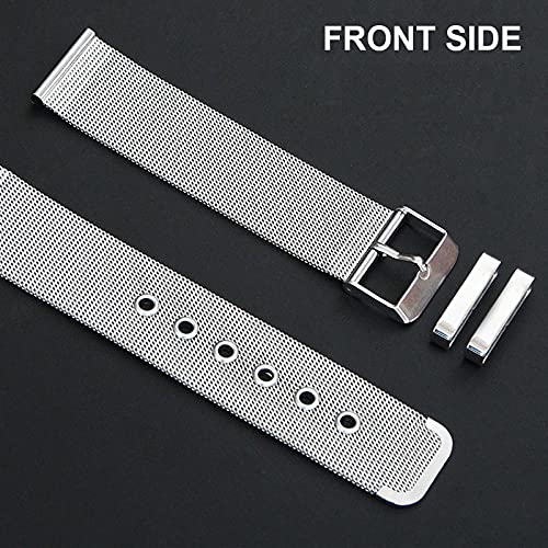 Smaate Watch Band Compatible With P22 Donerton, Popglory, Canmixs 1.4Inch; Motast Mugu Chalyh P36A P36B, Agptek Lw31 1.69Inch Smartwatch, 20Mm Wide Mesh Milanese Strap, Tang Buckle, Silver #TOP3