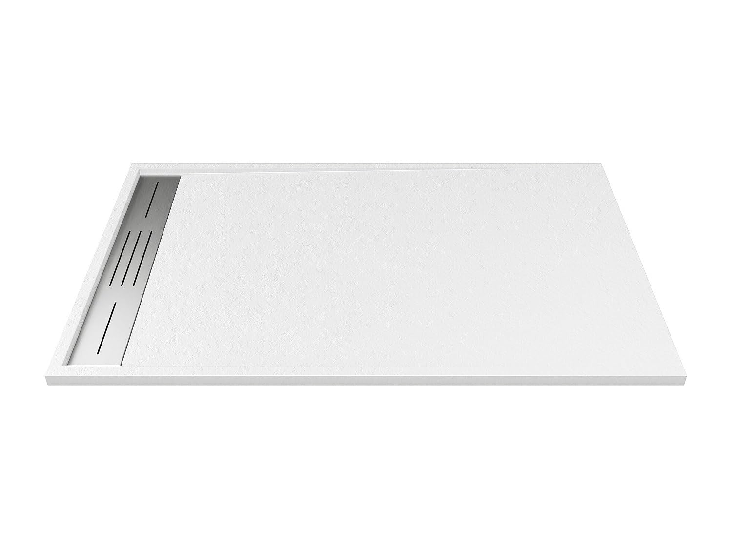 Vente-unique - Receveur de douche extra plat à poser ou à encastrer recoupable en résine SMC avec siphon - Blanc - 120 x 90 cm - LYROSA