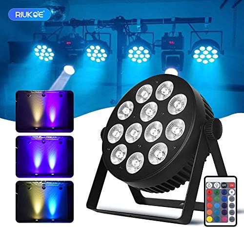 RIUKOE Stage Light Led Par Aluminum Cast Fanless Accent Light DMX RGBW 96W Dj Lights Sound Activated Powerful SlimPAR Led Wash Uplighting for Church,Wedding,Clubs,Theater