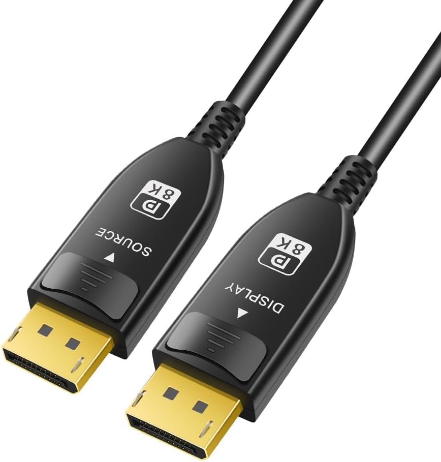DP 1.4 Fiber Optic Cable 3 Meters, 8K@60Hz 4K@144Hz 2K@240Hz, 32.4Gbps Ultra High-Speed, HDR10, DSC 1.2, Gold Plated, for Gaming Monitor, PC, Laptop, TV
