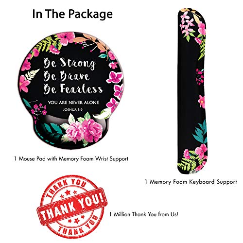 Ergonomic Design Mouse Pad with Wrist Rest Hand Support and Keyboard Support. Round Large Mousing Area. Mouse Pad & Keyboard Pad for Laptop, PC Computer & Mac. Desk Accessories with Inspirational Text