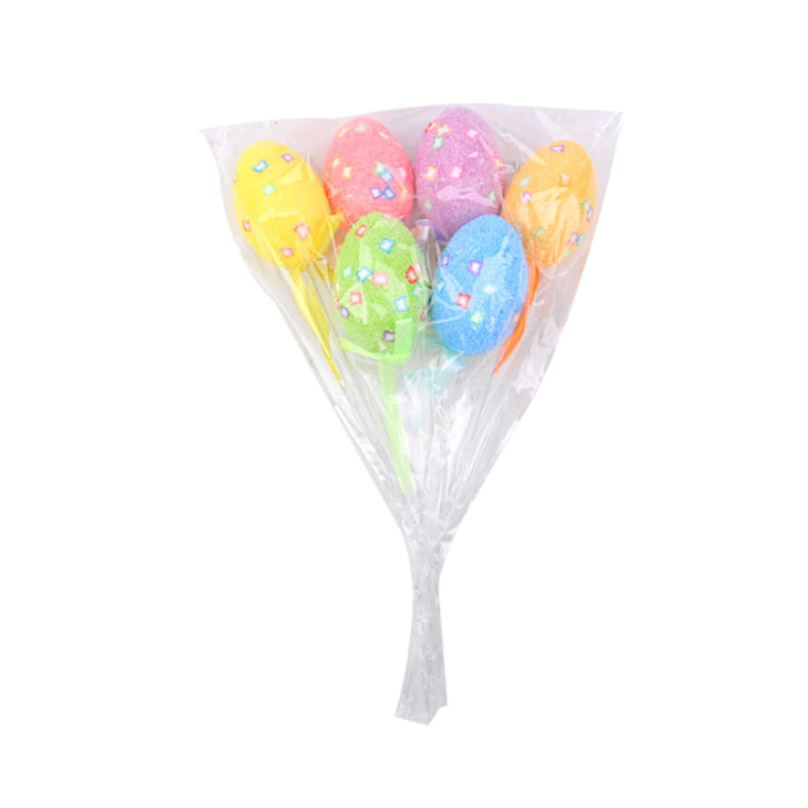 Kalttoy B Of 6 Colored Decorative Eggs Ornament With Stick For Festival Party Decorations And Creative Crafting Project Party Supplies