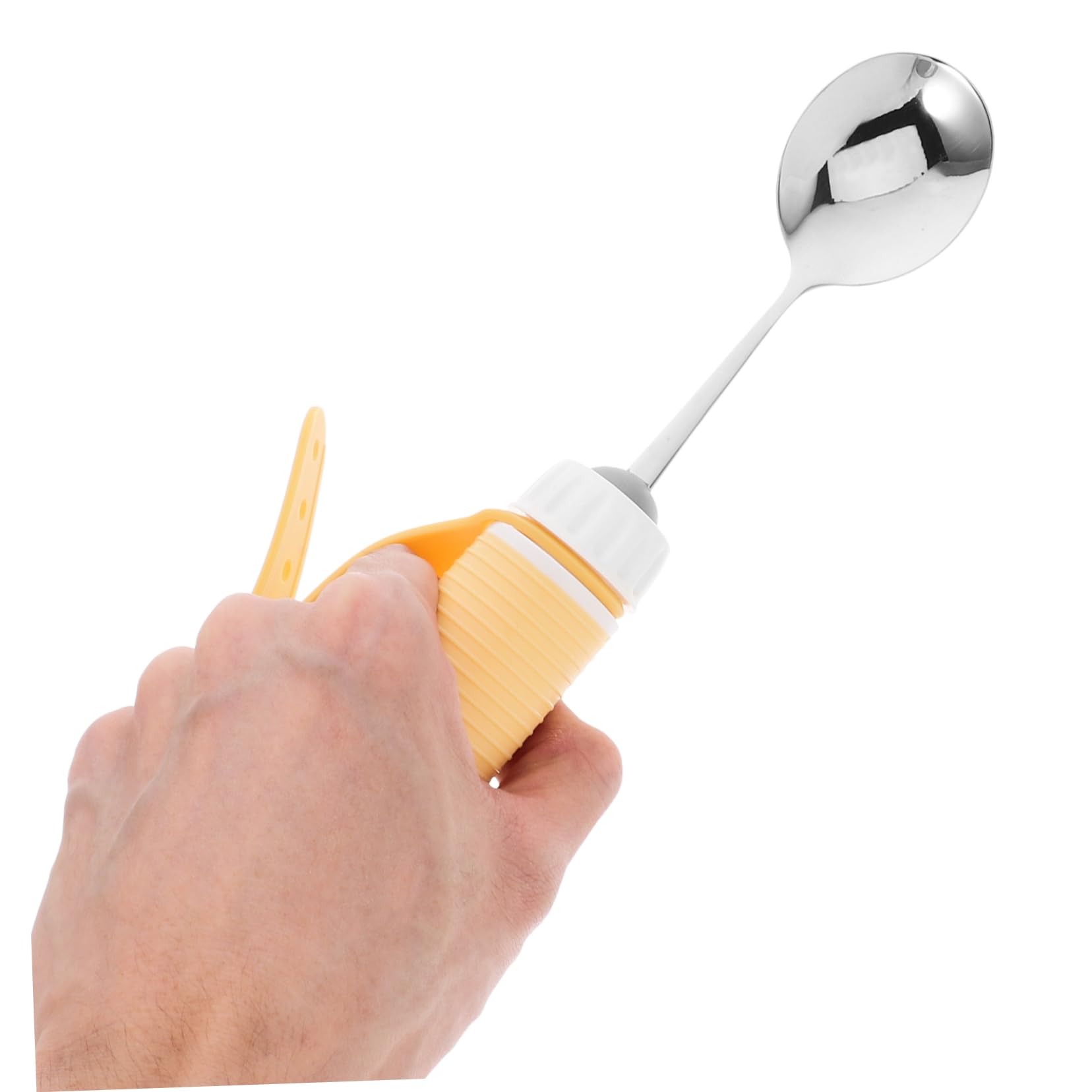 FRCOLOR Cucchiaio Adattivo per Anziani in Acciaio Inox, Manico Antiscivolo e Design Girevole Regolabile, Stabile i Pasti